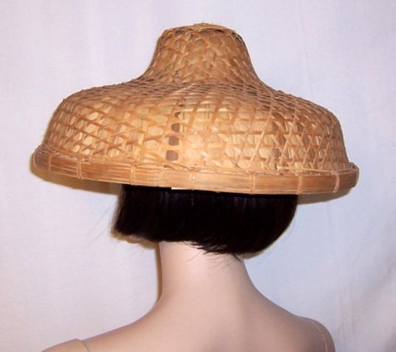 Large Chinese Banana Leaf and Bamboo Lattice Hat - image 4