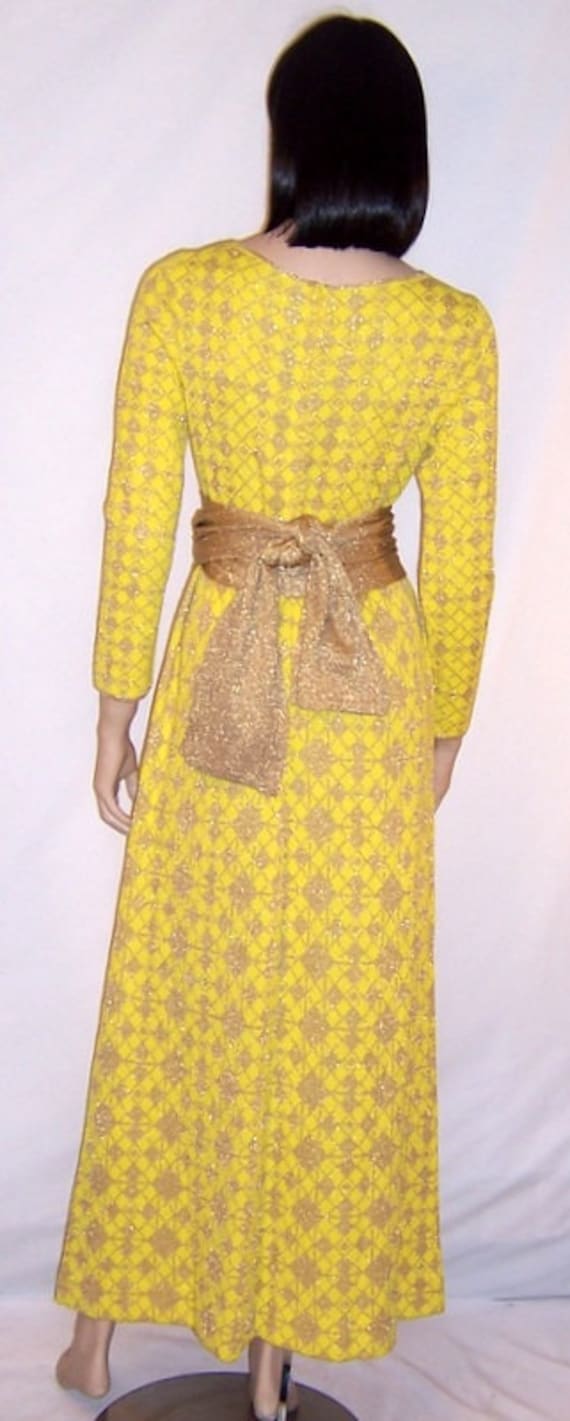 1960's Louis Feraud-Yellow and Gold Metallic Maxi… - image 3