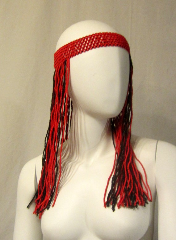 1960's-1970's Vintage, Red and Black Glass Beaded… - image 1