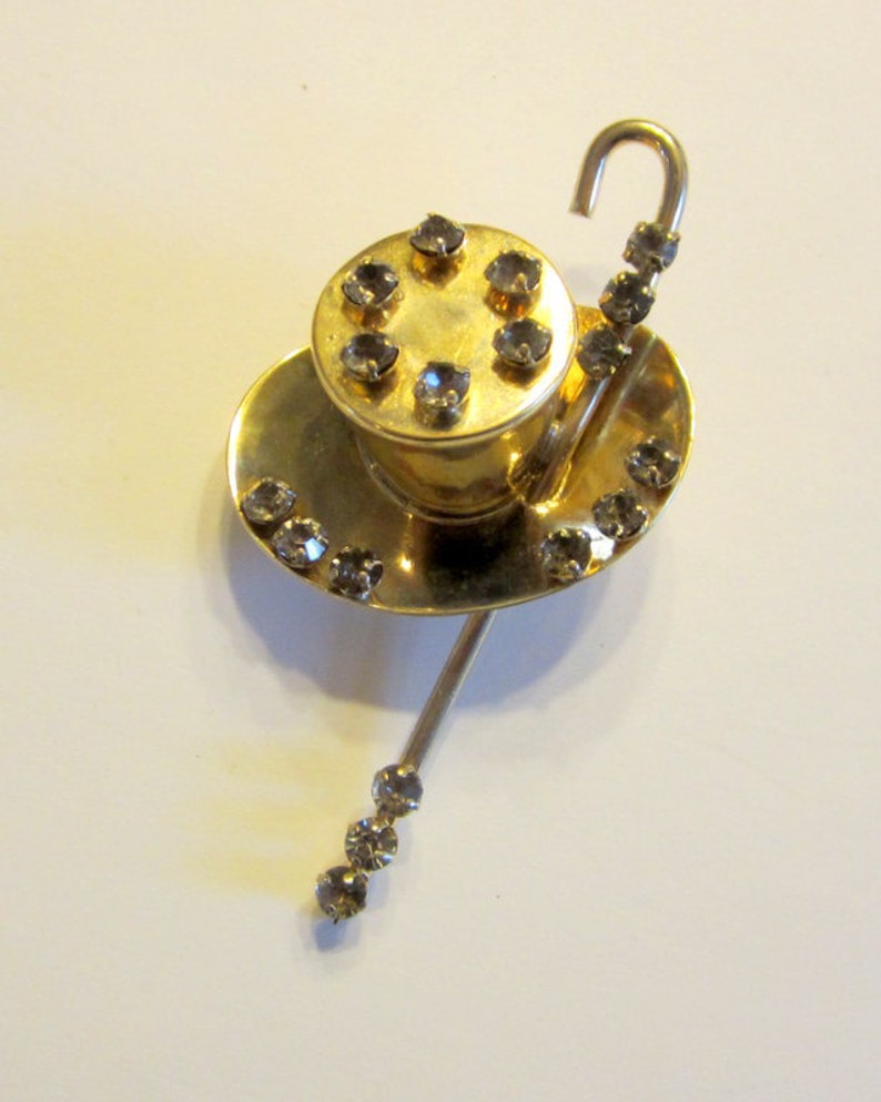 Top Hat and Cane Brooch Etsy