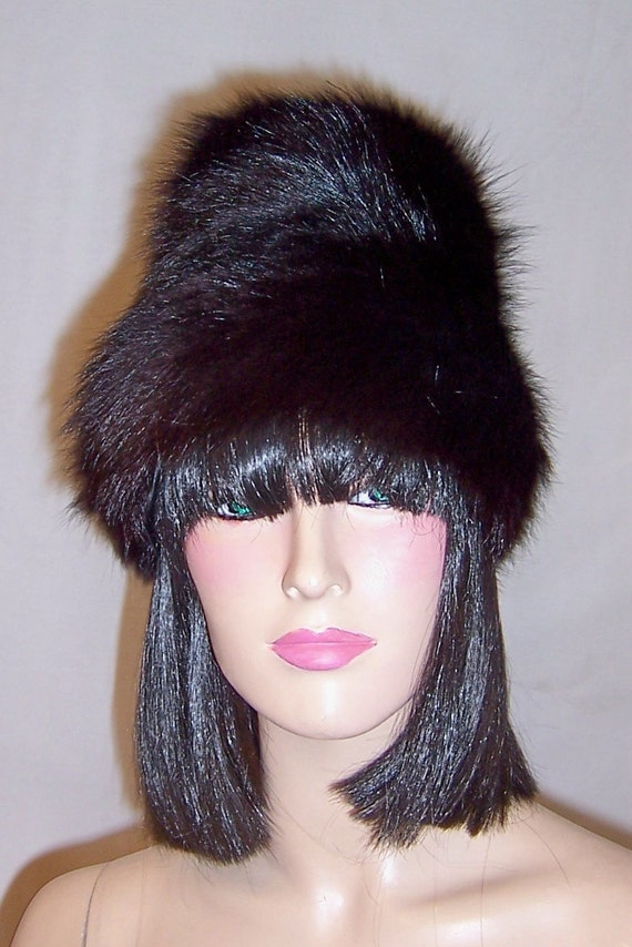 1960's Black Fox Fur Hat - image 1