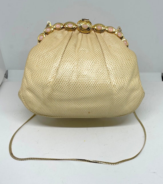 Judith Leiber  Cream Colored Karung Handbag with … - image 2