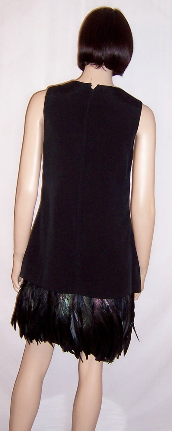 Stunning 1960's Little Black Dress with Coque Fea… - image 3