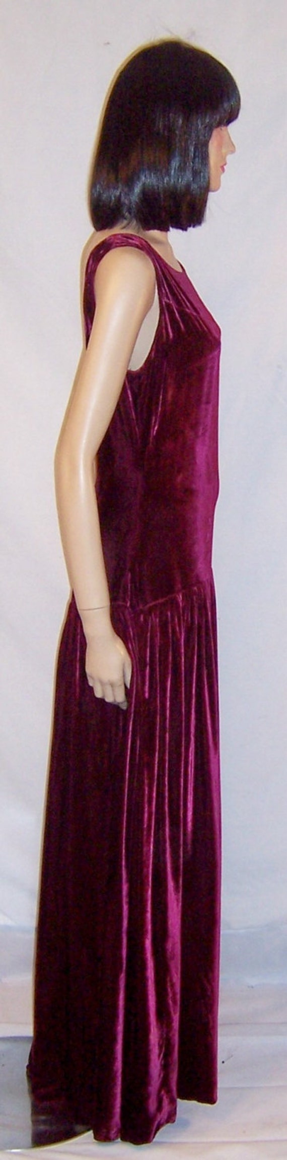 Deep Raspberry Silk Velvet  Floor Length Gown - image 4