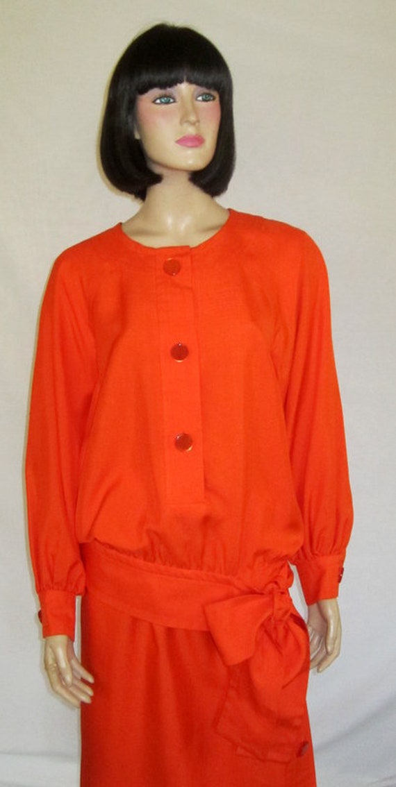 1970's Givenchy Nouvelle Tomato Red Blouse and Sk… - image 5