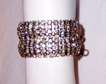 Clear Rhinestone Bracelet with Safety Chain by "Weiss"