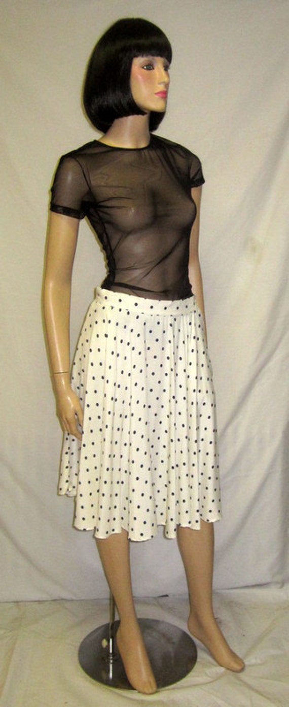 Christian Dior White and Black Polka Dotted Skirt