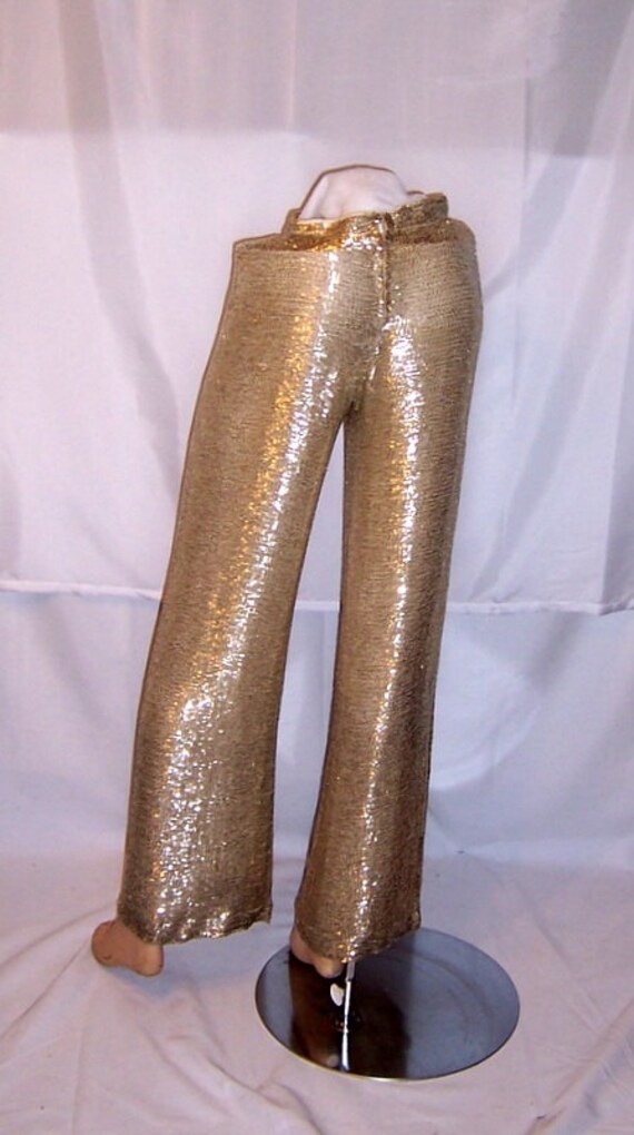 1960's Silver Bugle Beaded Evening Pants - image 3