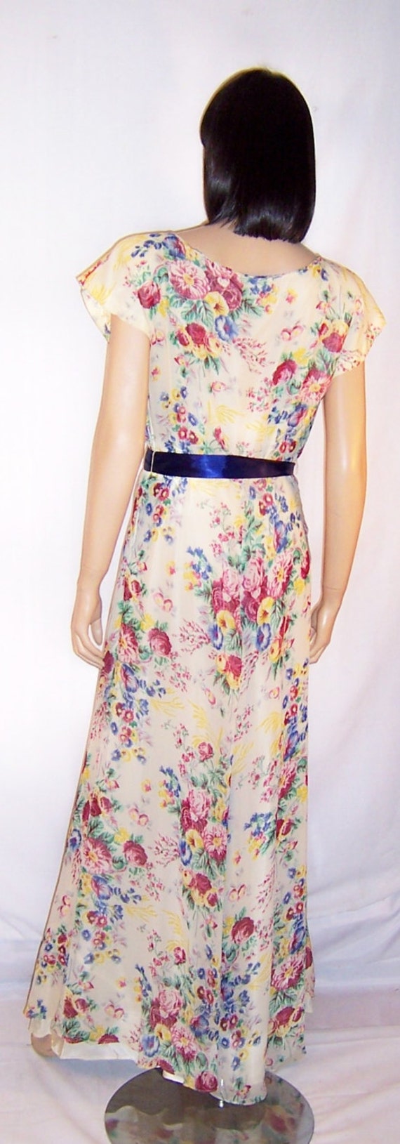 1940's Floral Printed Chiffon Gown - image 2