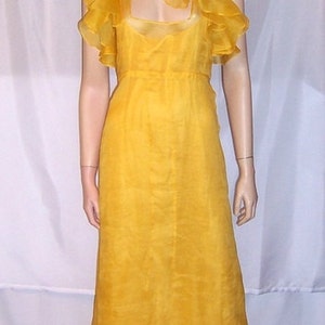 1930's Canary Yellow Organza Gown with Ruffles image 1