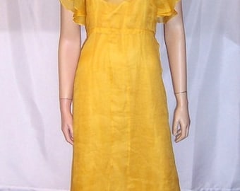 1930's Canary Yellow Organza Gown with Ruffles