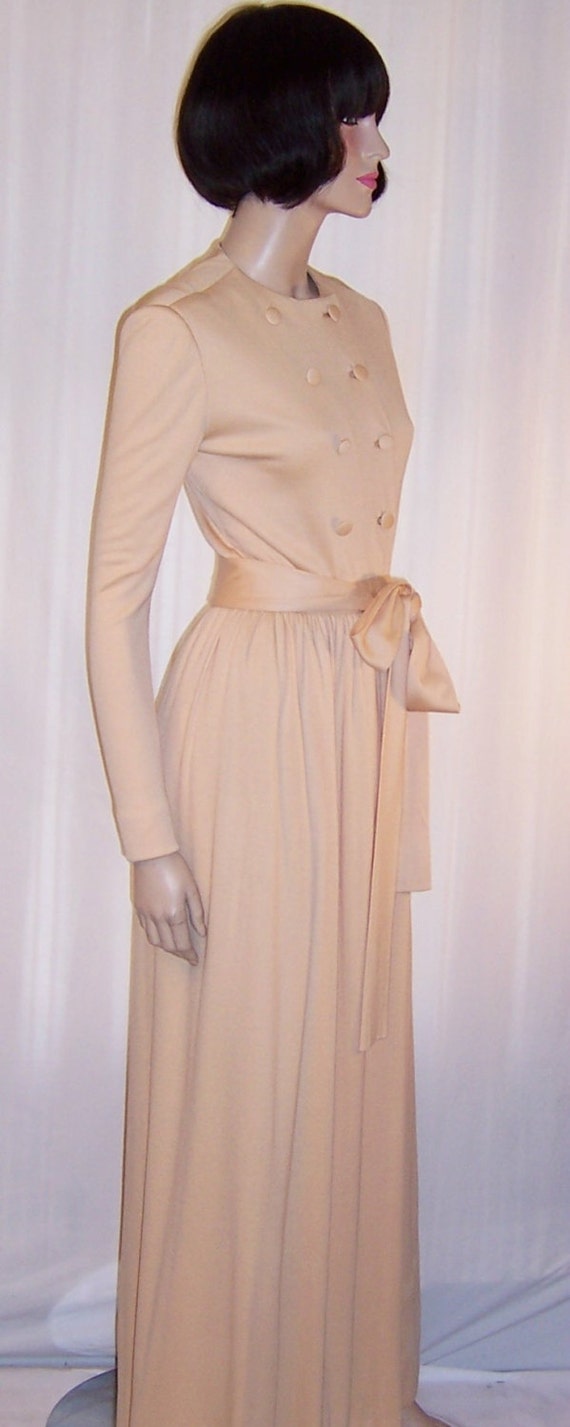 Norman Norell Peach Parfait-Colored Gown with Belt - image 1