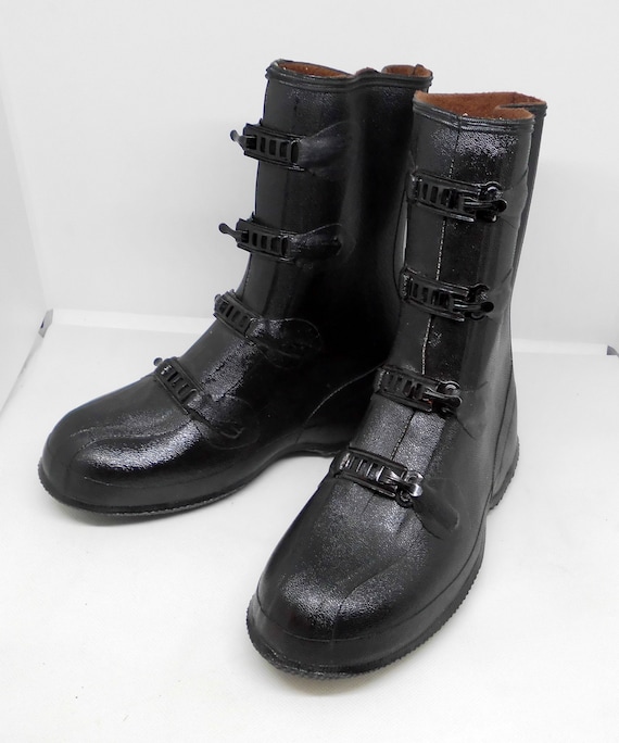 Children's 1950's Vintage Boys' Black Galoshes (New O… - Gem