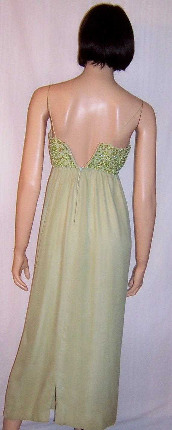 Pale Green Chiffon Gown with Sequined and Beaded … - image 5