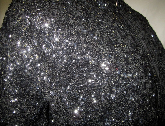 1950's Black Sequined Evening Sweater/Cardigan - image 5