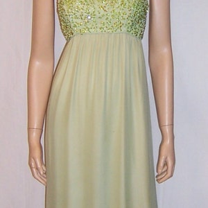 Pale Green Chiffon Gown With Sequined and Beaded Bodice and Matching Chiffon Shawl - Etsy