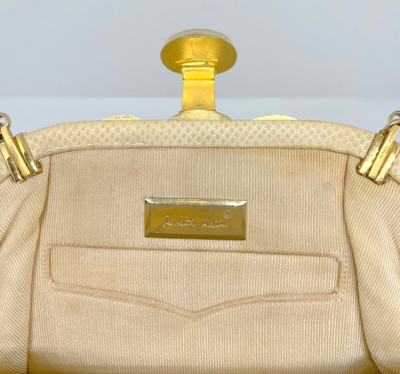 Judith Leiber Cream Colored Karung Handbag With Rose Quartz 