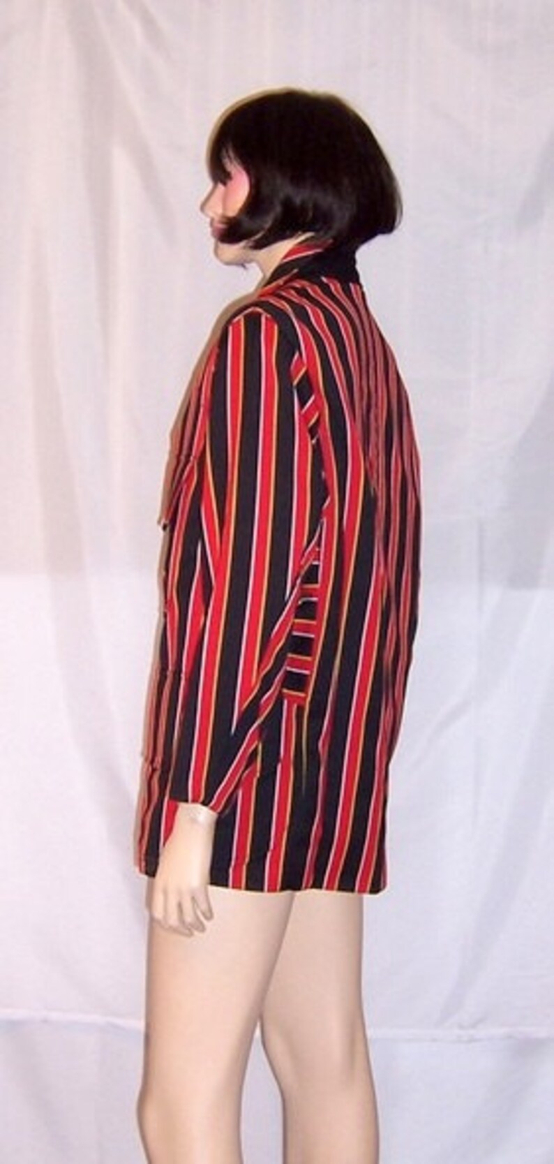 Black and Yellow Striped Moschino Couture Jacket 1980/'s Red