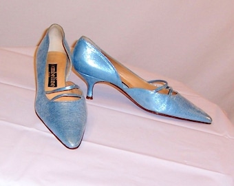 Powder Blue Metallic Pumps by "Ombeline-Paris"