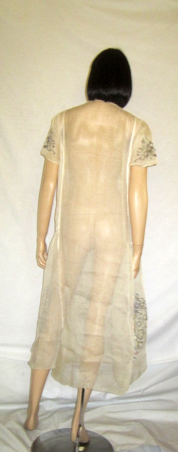 1920's Hungarian White Voile Summertime Embroider… - image 4