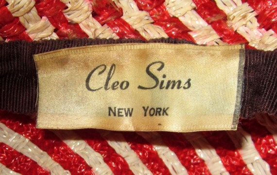 Stunning "Cleo Sims, New York" Red and White Stri… - image 5