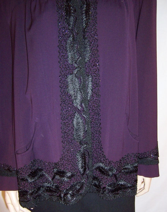 1940's Aubergine Swing Coat with Elaborate Beadin… - image 4