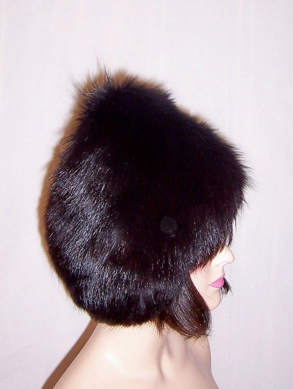 Stunning Black Fox Pixie Fur Hat - image 3