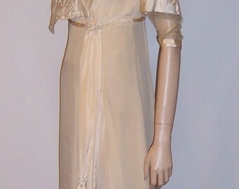 White Silk Edwardian Gown with Napoleonic Revival Influences