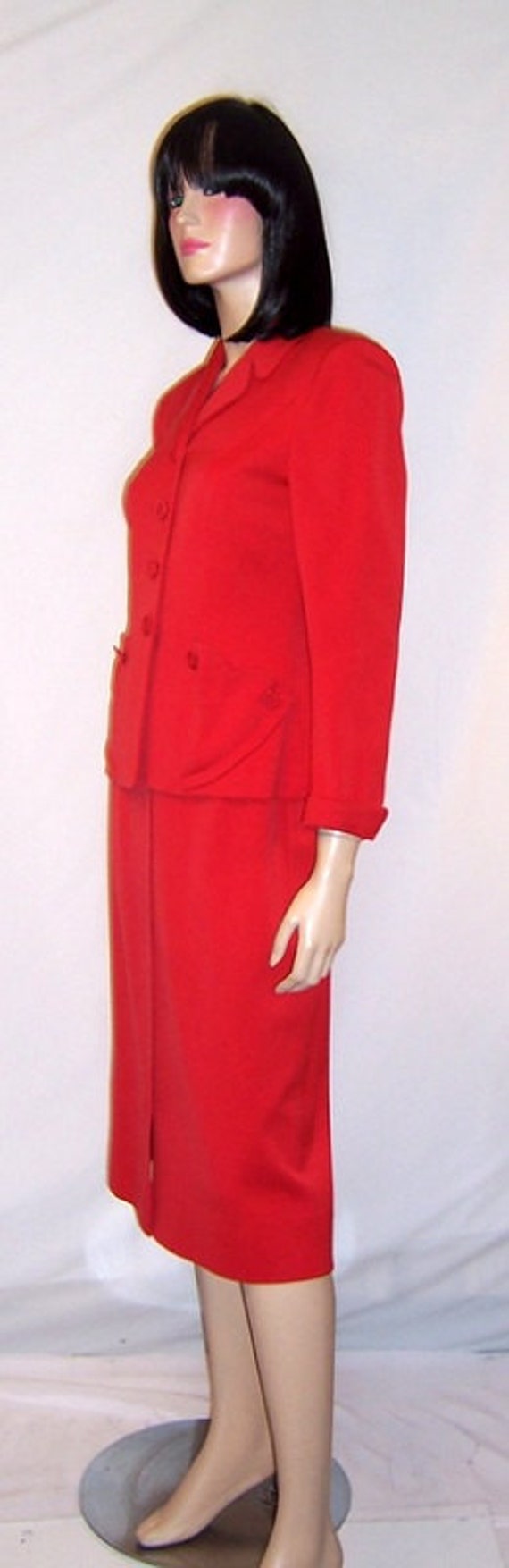 1940's Scarlet Red Gabardine Suit - Gem