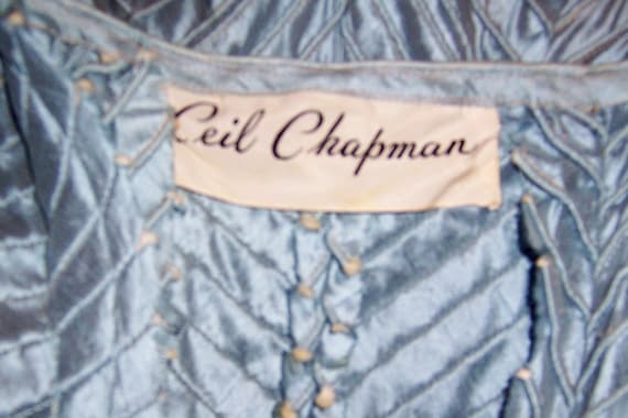 Ceil Chapman 1950's Ice Blue Pintucked Gown - image 5