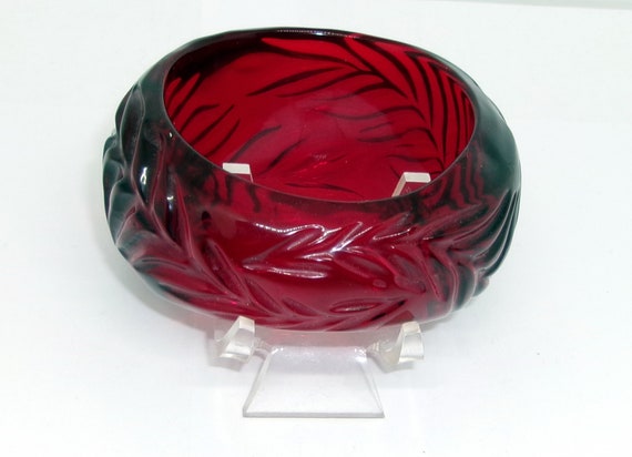 Impressive and Large Deep Raspberry Carved Lucite… - image 4
