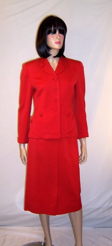 1940's Scarlet Red Gabardine Suit - Etsy
