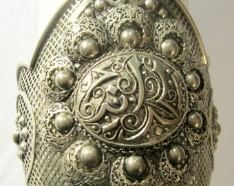 Ethnic Silver Cuff Bracelet with Hallmarks