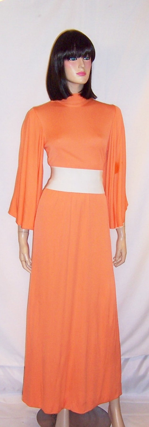 1970's Double-Knit Maxi-Dress with Bell Sleeves