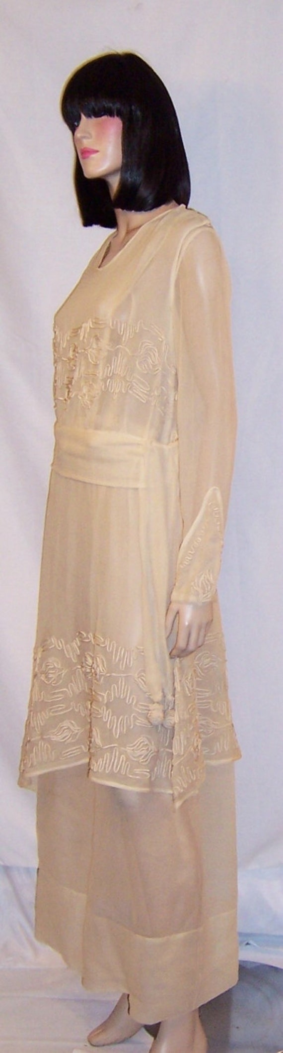 Edwardian Ivory Silk Chiffon Tea Gown in the Arts… - image 2