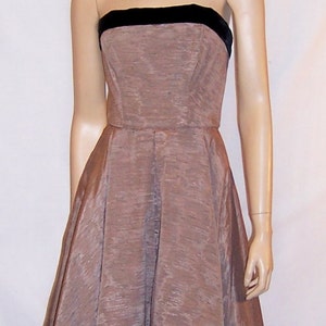 1950's Elegant Muted Pink and Black Velvet Gown with Bolero Jacket image 4
