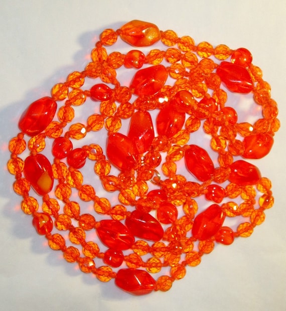 Spectacular 1920's Orange Cut Crystal and Molded … - image 1