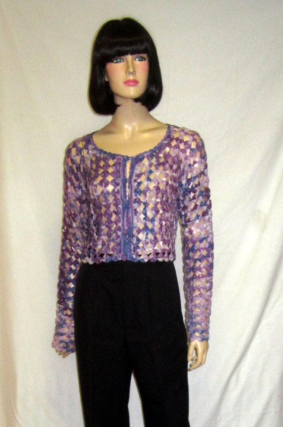 Variegated Purple Crocheted Cardigan from the 1960