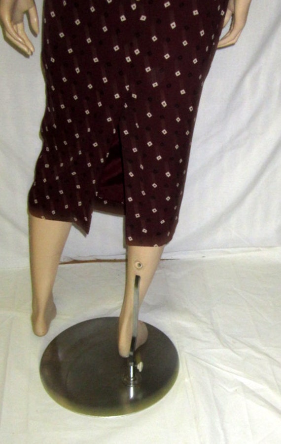 1980's DKNY Brown Silk Printed  Straight Skirt - image 3