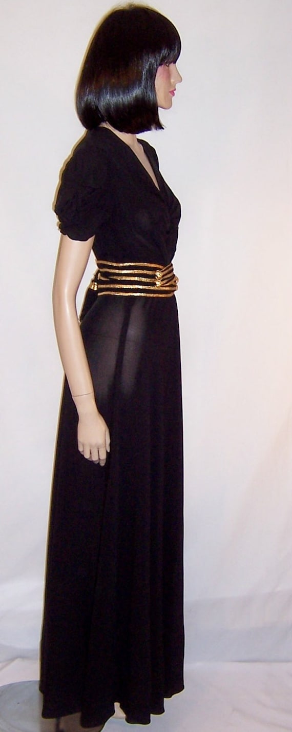 1930's to 1940's Fabulous Black Crepe Gown with G… - image 2