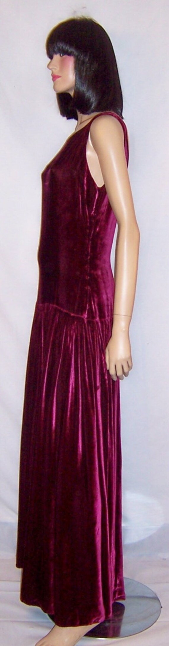 Deep Raspberry Silk Velvet  Floor Length Gown - image 2