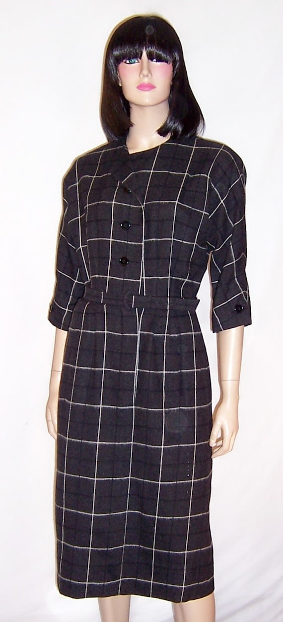 1940's Chic Charcoal Gray and White Flannel Shirt… - image 1