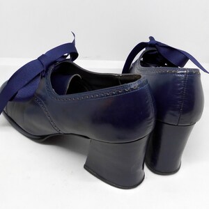 1968-1970 Vintage Navy Leather Oxford/Brogue Style Shoes by Cantatas image 7