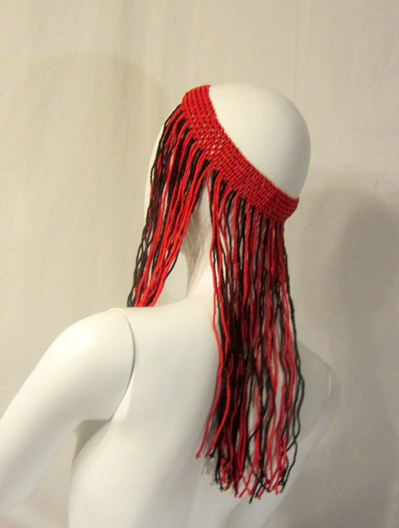 1960's-1970's Vintage, Red and Black Glass Beaded… - image 2