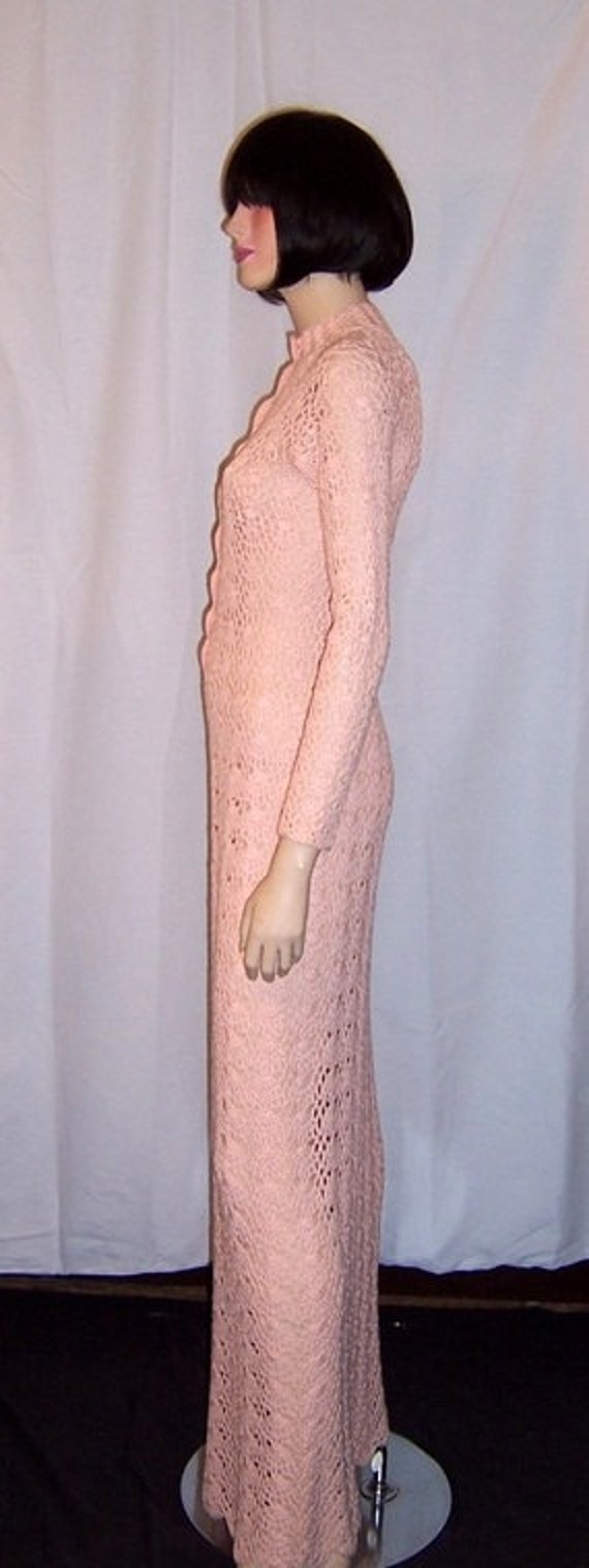 1960's Original Crocheted Pale Pink, Floor Length… - image 2