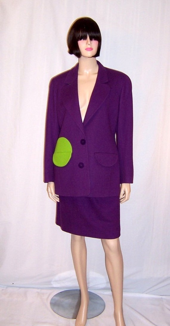 Violet and Chartreuse Woolen Suit by "Arabella Pol