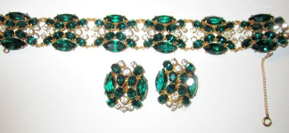 Exquisitely Detailed 1940's Bracelet and Earring … - image 1