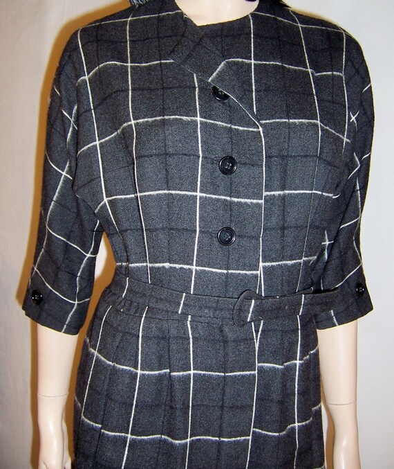 1940's Chic Charcoal Gray and White Flannel Shirt… - image 4