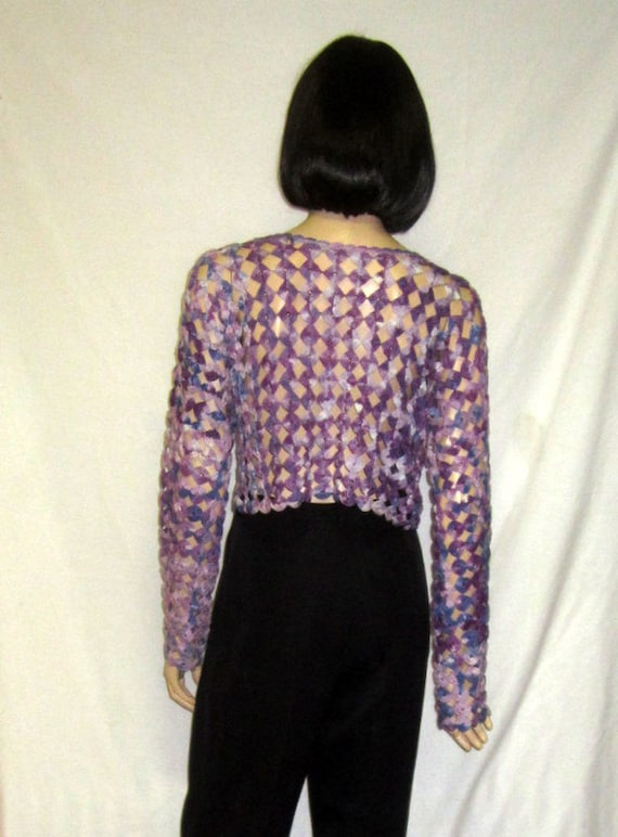 Variegated Purple Crocheted Cardigan from the 196… - image 4