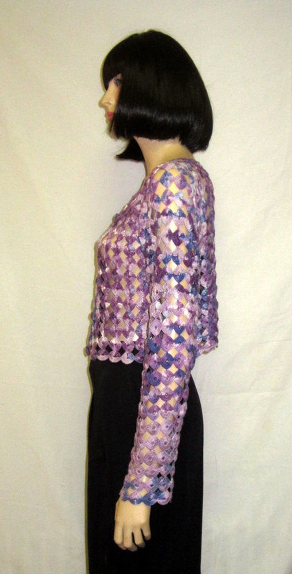 Variegated Purple Crocheted Cardigan from the 196… - image 5